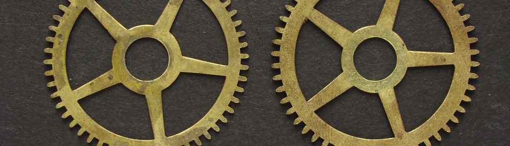 Antique-brass large-clock-gears-goggles-sculpture jewelry-industrial-mixed